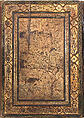 Overflap and Inside Cover of a Khamsa (Quintet) of Nizami of Ganja, Nizami (present-day Azerbaijan, Ganja 1141–1209 Ganja), Binding: leather; embossed, gold, and color Manuscript: ink, opaque watercolor, and gold on paper