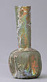 Bottle, Glass; blown, applied decoration, tooled on the blow-pipe