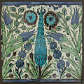 Tile, Stonepaste; painted and glazed