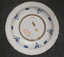 Blue-Ground Dish with Floral Design, Stonepaste; polychrome painted under transparent glaze