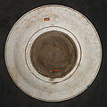 Dish, Stonepaste; underglaze painted in black, blue, and green with red and yellow slips