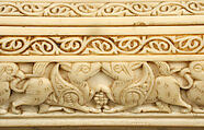 Pen Box, Ivory; carved; copper alloy mounts