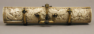 Pen Box, Ivory; carved; copper alloy mounts
