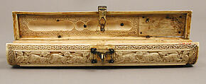 Pen Box, Ivory; carved; copper alloy mounts