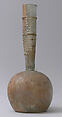 Bottle, Glass; blown, applied decoration, tooled on the blow-pipe