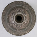 Water Pipe Base, Zinc alloy; cast, engraved, inlaid with silver (bidri ware)