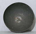 Bowl, Zinc alloy; cast, engraved, inlaid with silver and brass (bidri ware)
