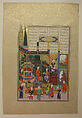 "The Coronation of the Infant Shapur II", Folio 538r from the Shahnama (Book of Kings) of Shah Tahmasp, Abu&#39;l Qasim Firdausi (Iranian, Paj ca. 940/41–1020 Tus), Opaque watercolor, ink, silver, and gold on paper