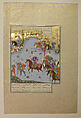 "Bahram Gur Advances by Stealth against the Khaqan," Folio 577v  from the Shahnama (Book of Kings) of Shah Tahmasp, Abu&#39;l Qasim Firdausi (Iranian, Paj ca. 940/41–1020 Tus), Opaque watercolor, ink, silver, and gold on paper