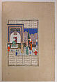 "Nushirvan Greets the Khaqan's Daughter", Folio 633v from the Shahnama (Book of Kings) of Shah Tahmasp, Abu&#39;l Qasim Firdausi (Iranian, Paj ca. 940/41–1020 Tus), Opaque watercolor, ink, silver, and gold on paper