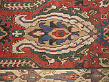 Carpet with Geometricized Floral Design, Wool (warp, weft, and pile); symmetrically knotted pile