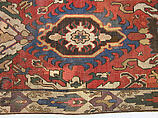 Carpet with Geometricized Floral Design, Wool (warp, weft, and pile); symmetrically knotted pile