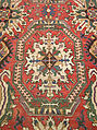 Carpet with Geometricized Floral Design, Wool (warp, weft, and pile); symmetrically knotted pile