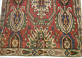 Carpet with Geometricized Floral Design, Wool (warp, weft, and pile); symmetrically knotted pile