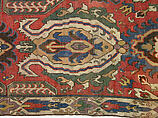 Carpet with Geometricized Floral Design, Wool (warp, weft, and pile); symmetrically knotted pile