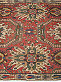 Carpet with Geometricized Floral Design, Wool (warp, weft, and pile); symmetrically knotted pile