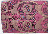 Textile Fragment, Silk, metal wrapped thread; brocaded and voided velvet
