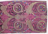 Textile Fragment, Silk, metal wrapped thread; brocaded and voided velvet