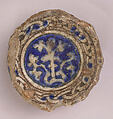 Fragment of a Bowl or Cup, Stonepaste; painted under transparent glaze