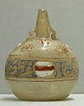 Sprinkler Bottle with Fesse Emblem, Glass, colorless; blown, applied handles, enameled, and gilded