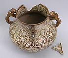 Ewer, Stonepaste; glazed and luster-painted