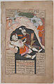 "Rustam's Seventh Course: He Kills the White Div",  Folio from a Shahnama (Book of Kings), Abu&#39;l Qasim Firdausi (Iranian, Paj ca. 940/41–1020 Tus), Ink, opaque watercolor, silver, and gold on paper