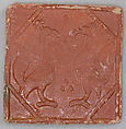 Square Tile, Stonepaste; molded and monochrome glazed