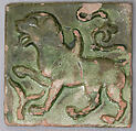 Square Tile, Earthenware; molded and glazed