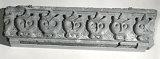 Fragment of a Cornice with a Frieze of Masks, Sandstone