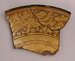 Ceramic Fragment, Stonepaste; painted under yellow glaze