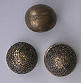 Bezoar Stone with Case and Stand, Container: silver; pierced, chased, and mercury-gilded
Goa stone: compound of organic and inorganic materials; mercury-gilded