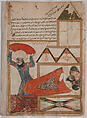 "The Man who Pretends to be Asleep While the Thief Enters his House Becomes Drowsy and Really Falls Asleep", Folio from a Kalila wa Dimna, Opaque watercolor on paper