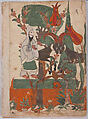 "The Fox and the Battling Rams Observed by the Ascetic", Folio from a Kalila wa Dimna, Ink and opaque watercolor on paper