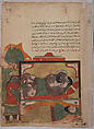 "The Ascetic Witnesses the Woman Trying to Poison the Lover", Folio from a Kalila wa Dimna, Ink and opaque watercolor on paper