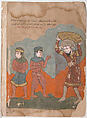 "The Captive Peasant with his Two Wives", Folio from a Kalila wa Dimna, Ink and opaque watercolor on paper