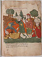 "The Falcon Plucks out the Eyes of the Falconer for Bearing False Witness Against the Nobleman's Wife", Folio from a Kalila wa Dimna, Ink and opaque watercolor on paper