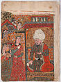 "The Queen Ilar (Irakht) Before the King Warning him About the Brahmins (?)", Folio from a Kalila wa Dimna, Ink and opaque watercolor on paper