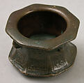 Mortar, Bronze (?); cast, engraved, and lacquered