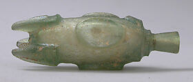'Molar' flask, Glass, green; cast or blown, cut