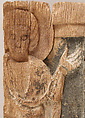 Fragmentary Carved Panel with a Saint, Wood; carved, originally painted