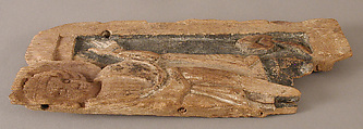 Fragmentary Carved Panel with a Saint, Wood; carved, originally painted
