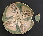 Bowl, Earthenware; slip covered, painted decoration, under transparent glaze