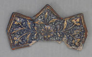 Tile Fragment, Composite body; molded, overglaze painted and gilded (lajvardina)