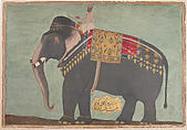Portrait of the Elephant  'Alam Guman, Painting attributed to Bichitr (Indian, active ca. 1610–60), Opaque watercolor and gold on paper