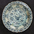 Plate, Stonepaste; painted in blue under transparent glaze (