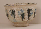 Bowl with Revolving Scrolls, Stonepaste; molded, pierced, incised, painted, and glazed