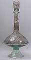 Bottle, Glass; free blown, enameled, and gilded