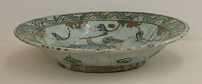 Dish, Stonepaste; underglaze painted