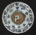 Dish, Stonepaste; underglaze painted