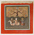 "Kai Khusrau, Farangis and Giv Crossing the River Jihun (Oxus)", Folio from a Shahnama (Book of Kings), Abu&#39;l Qasim Firdausi (Iranian, Paj ca. 940/41–1020 Tus), Main support: Ink, opaque watercolor, silver, and gold on paper
Margins: Ink and gold on dyed paper